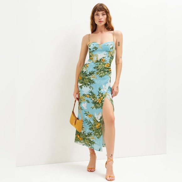 NWOT- Reformation Kourtney Midi Dress in Villa Livia - Picture 4 of 9